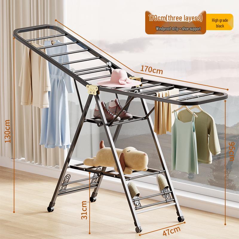 Foldable Wing-Shaped Clothes Drying Rack for Indoor/Outdoor Use