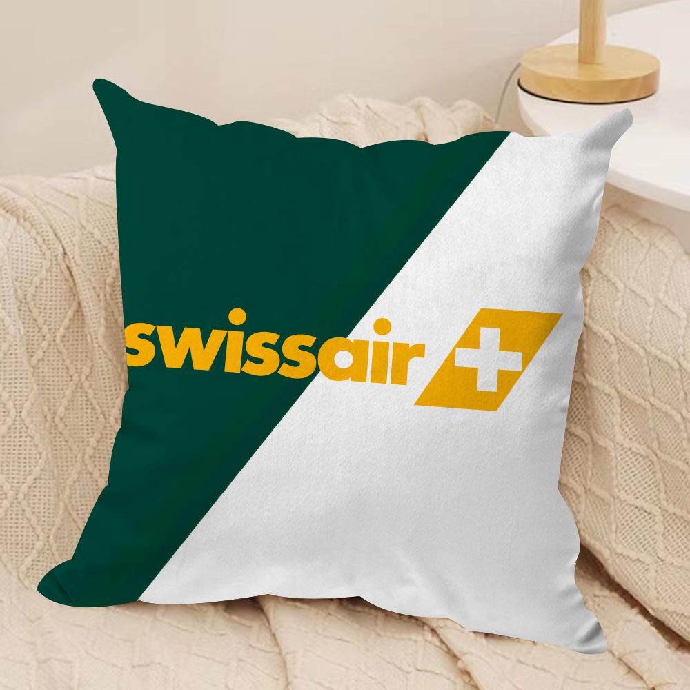 Swiss Airlines S-Swissair Cushion Cover Soft Plush Fabric Double-Sided Printed Sofa Cushion Cover for All Seasons Home DecorGift