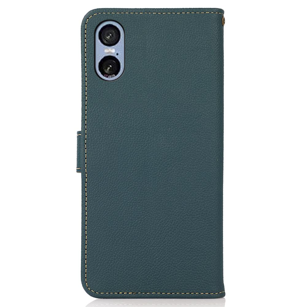 For Sony Xperia 5 VI Wallet Case Genuine Cow Leather Phone Cover RFID Blocking