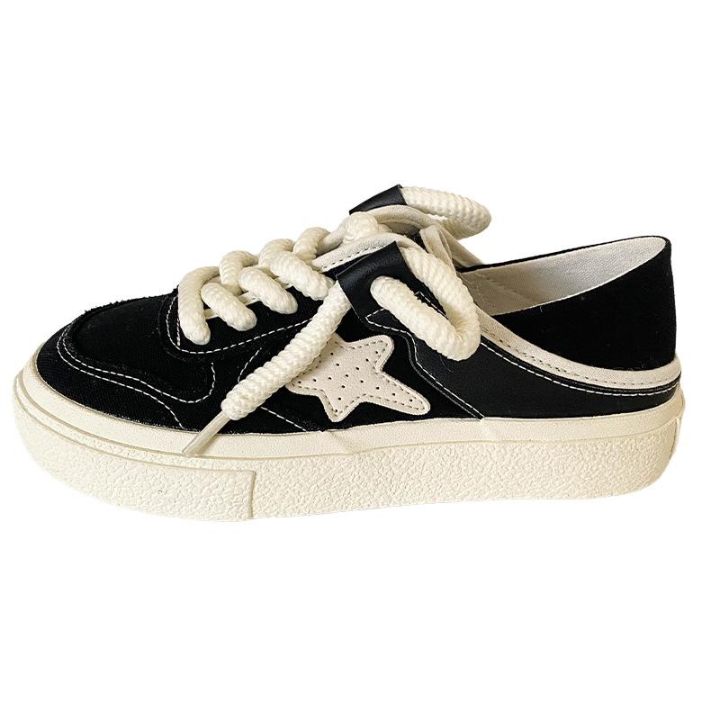 

TP226 звезды две туфли на платформе парусиновые туфли женские маленькие белые туфли женские туфли летние ленивые одна педаль популярные туфли для сноуборда 35 чёрный