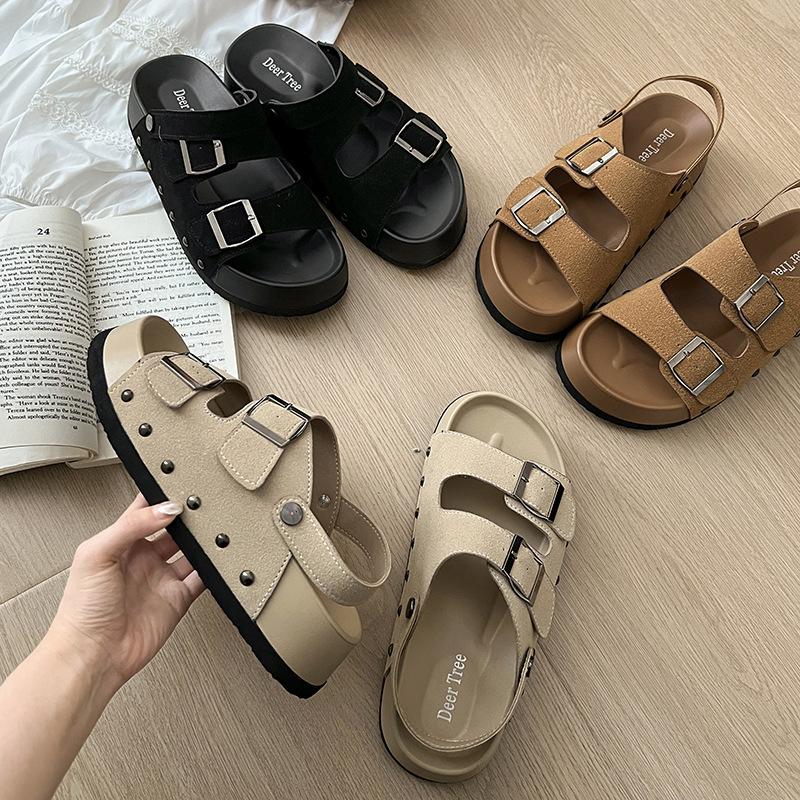 Fashion Fashion Versatile French Heightening Platform Sandals Women's 2025 New Summer Wear One and A Half Slippers