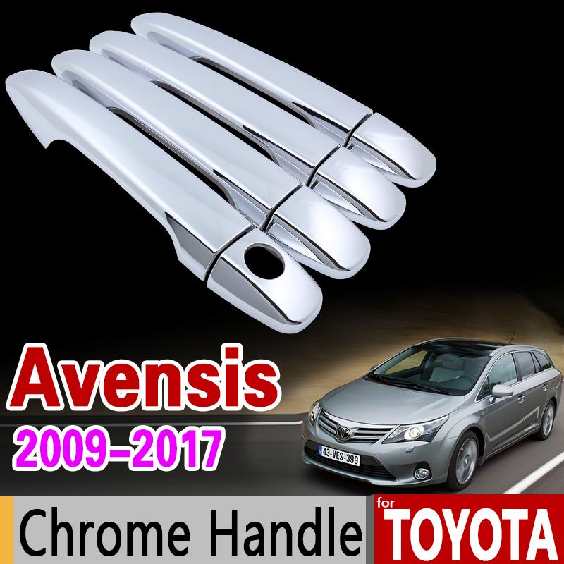 For Toyota Avensis 2009 - 2017 Chrome Handle Cover Trim T270 2010 2011 2012 2013 2014 2015 2016 Accessories Sticker Car Styling
