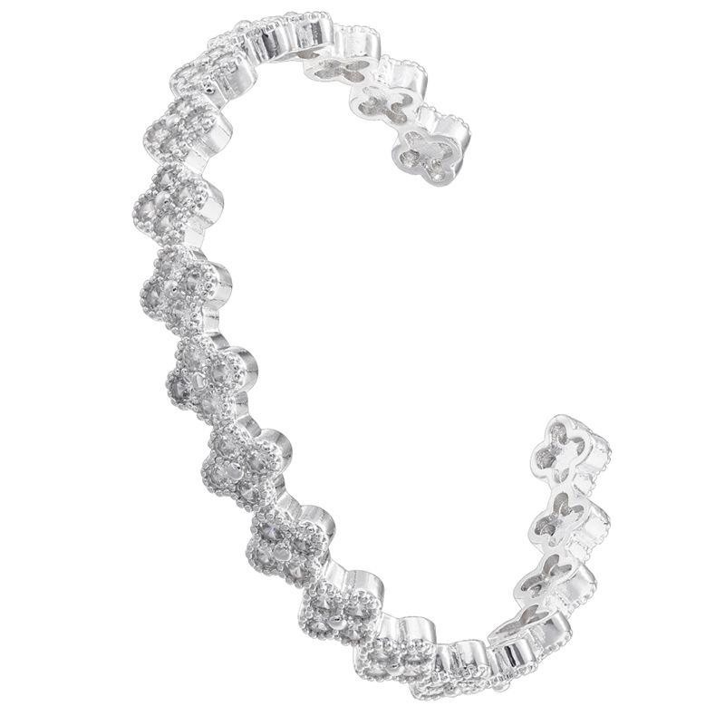 Light Luxury Copper With Colored Diamonds Clover Opening Adjustable Bracelet Flower Petal Bracelet Vl570