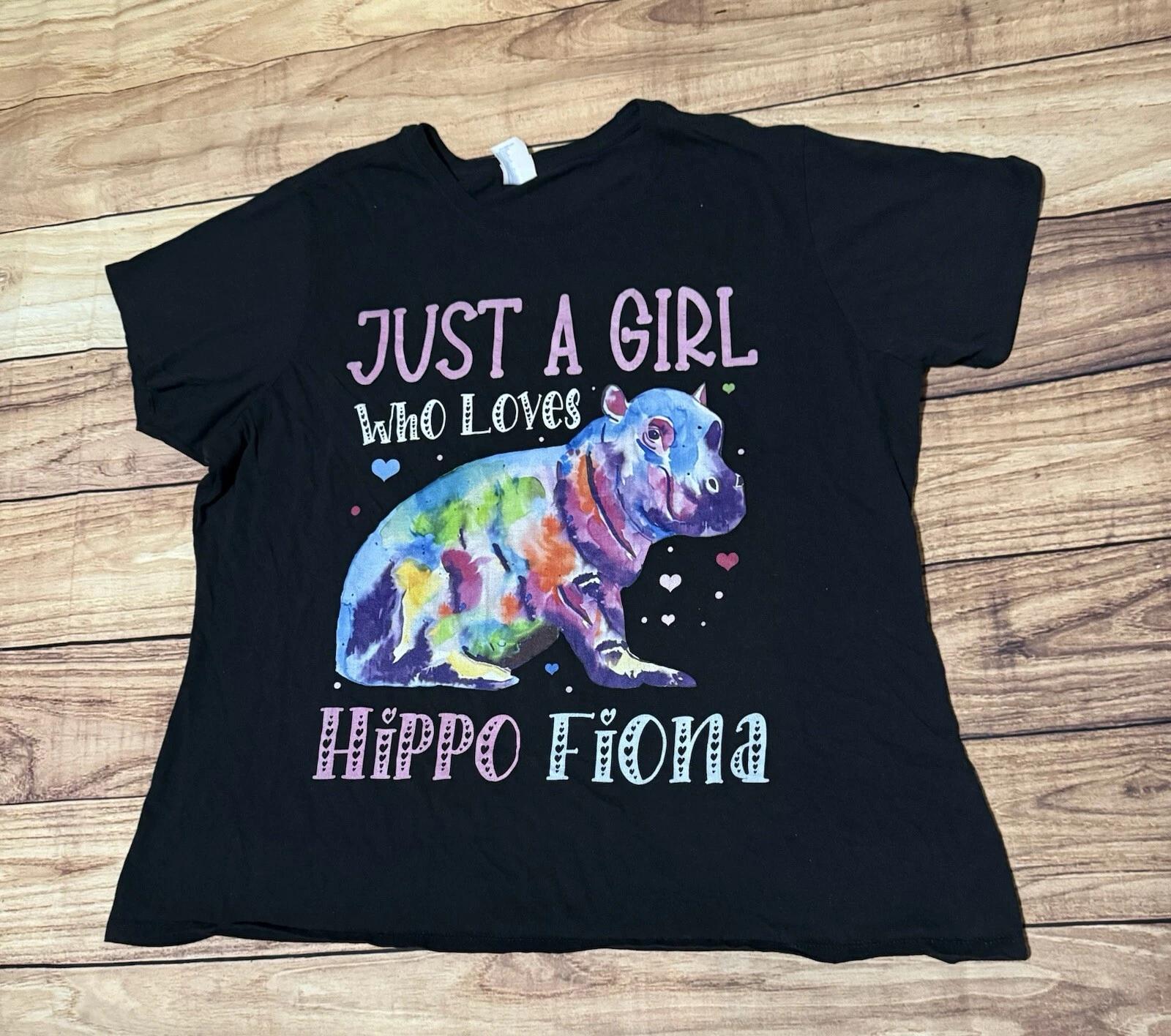 Fiona The Hippo Shirt Just A Girl Who Loves Tie Dye Women’s 3XL XXXL Black Rare 3XL