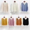 Koreansk Mode Damstickad Väst Vår Höst Stickad Lös V-ringad Ärmlös Pullover Dam Jumper Toppar