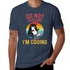 Do Not Disturb Im Coding Funny And Cute Cat Tshirt Work Wear Simple Tee Shirt