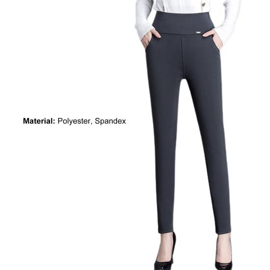 Slim Solid Color Thin Type Women Pants High Waist Stretchy Pencil Pants for Daily Wear