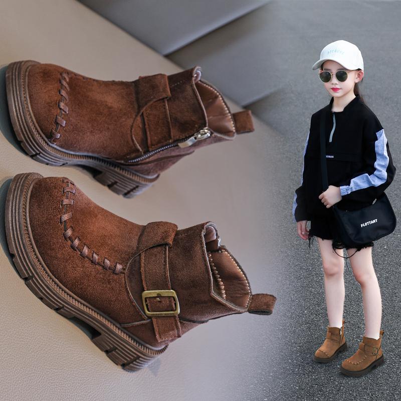 Kids Boots Boys And Girls Sport Shoes All-Match Comfortable Black Baby Girls Non-Slip Boots