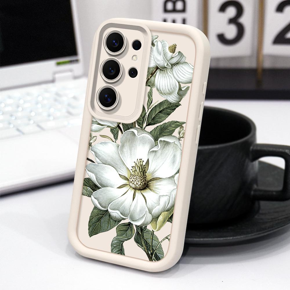 Magnolia Flower Phone Case For Samsung Galaxy S26 S25 S24 FE Plus Ultra 5G Staircase Soft Cover