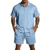 Men's Casual Lightweight Breathable Short-Sleeve Shirt And Shorts Set