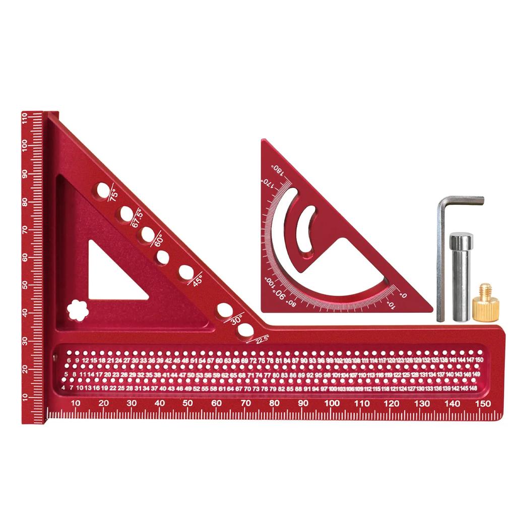 2-in-1 Carpentry Set Square and Small Triangle Ruler Combination Set - 3D Multi-Angle Framing Square Protractor Rafter Square