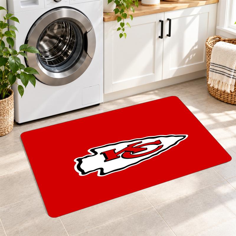 Flannel Kitchen Mat Kansas City Chiefs Soft Area Rug Non Slip Floor Carpet Home Decoration