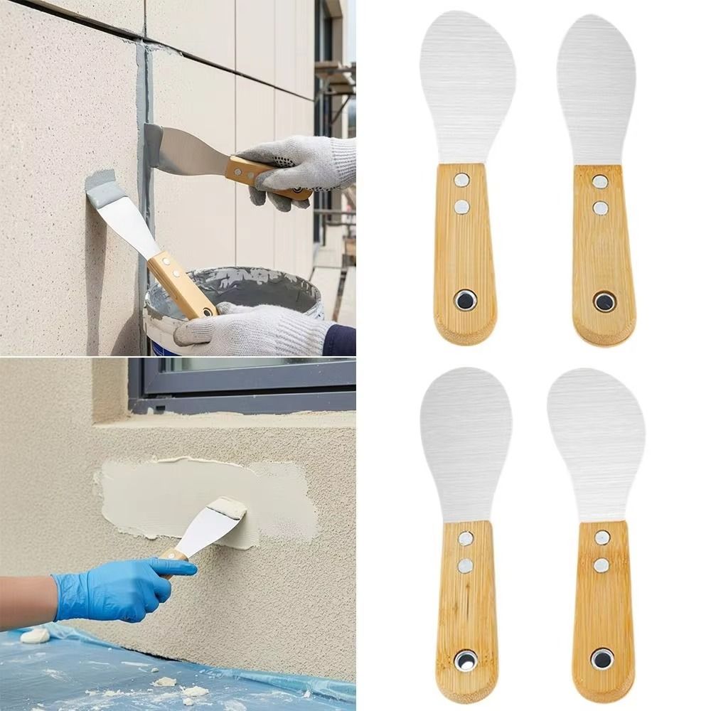 4Pcs Thickened Stainless Steel Glue Scraper High Hardness Caulk Grout Remover Construction Use