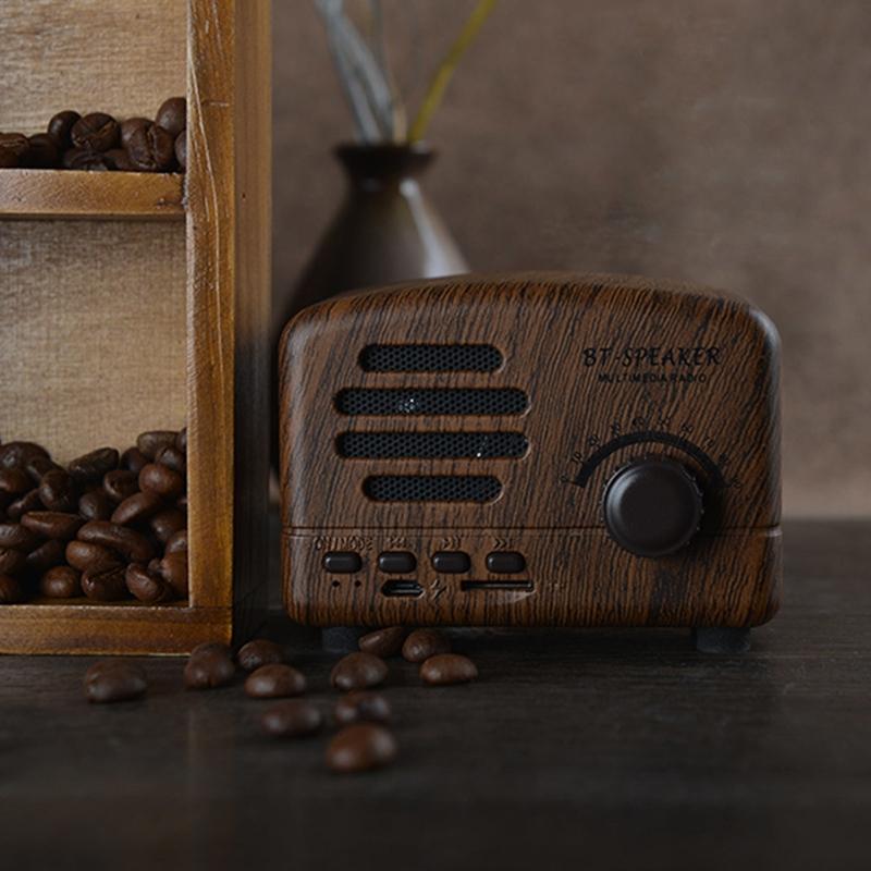 Outdoor Portable Wireless Vintage Stereo Speaker with 1200mAh Capacity Battery Long Battery Life FM Radio TF Card Player