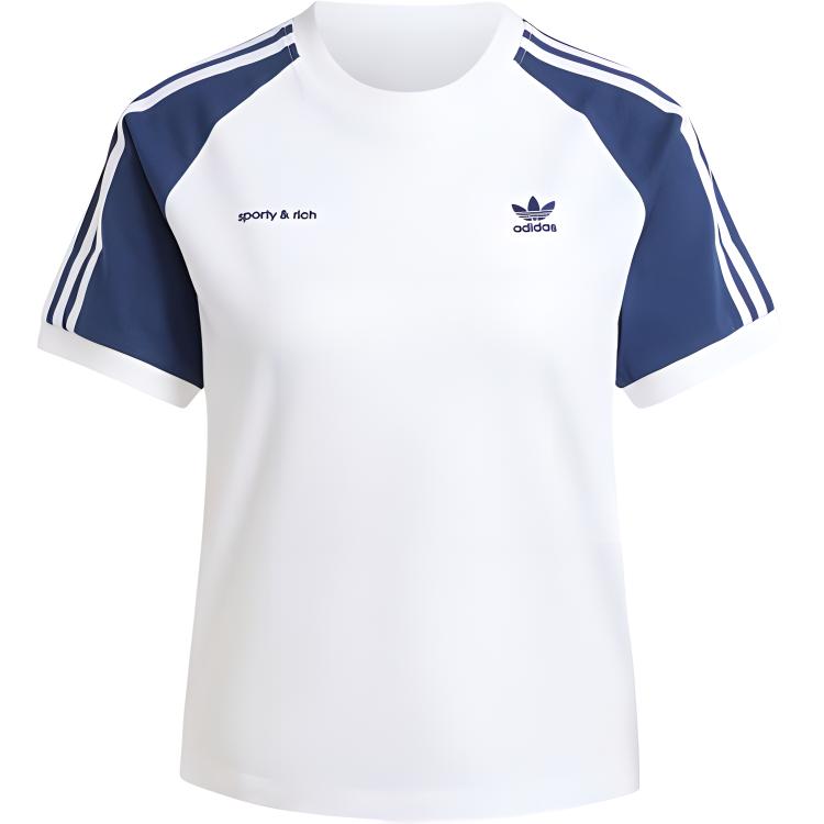 

adidas Originals x Sporty & Rich Short Sleeve Tee White Navy Indigo Women JI9275 S