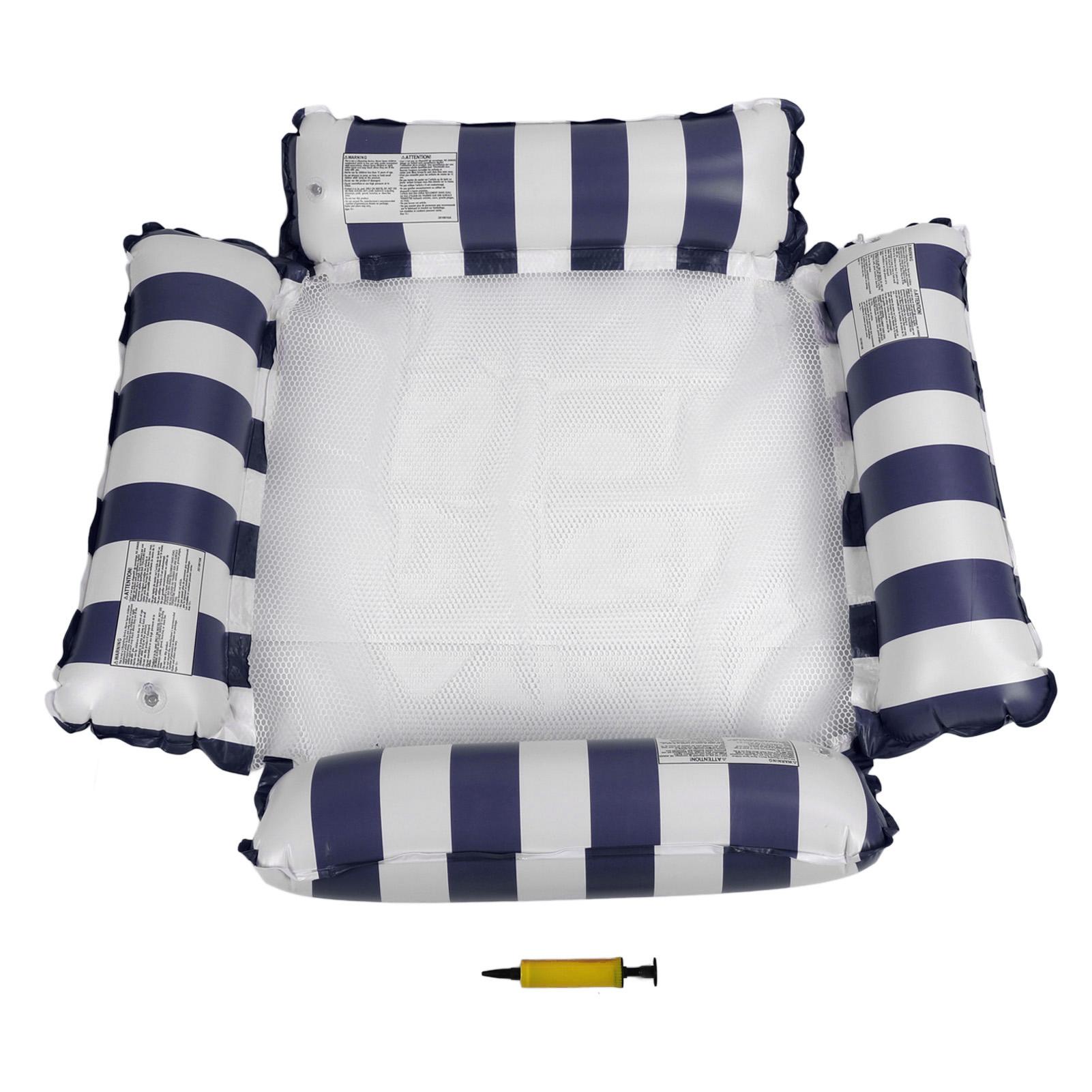 

Надувной сетчатый гамак, складной поплавок для бассейна, 4 трубки, водный гамак для вечеринки у бассейна на пляже темно-синий