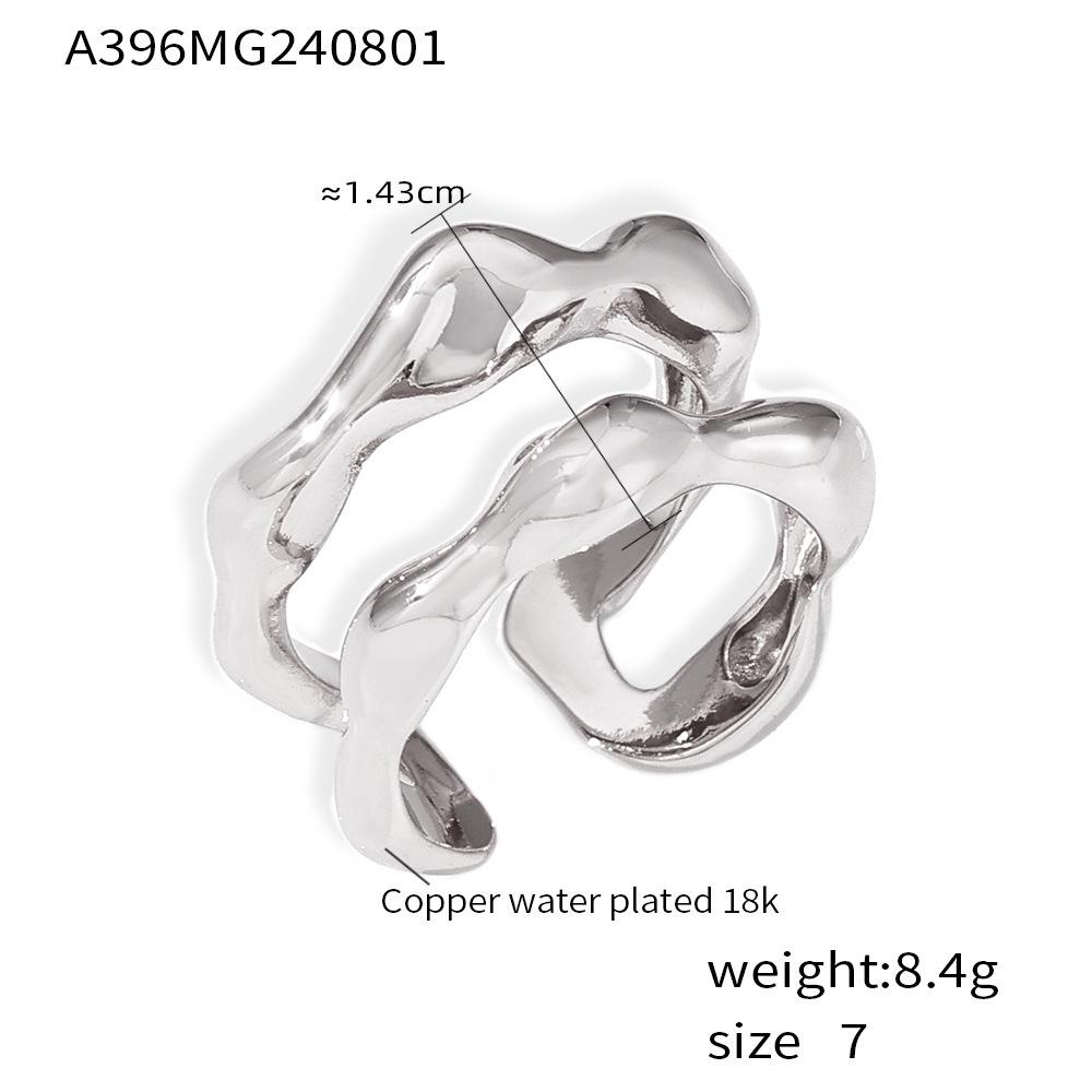 18K Gold-Plated Openwork Geometric Ring: European & American Style, Adjustable Copper Index Finger Accessory