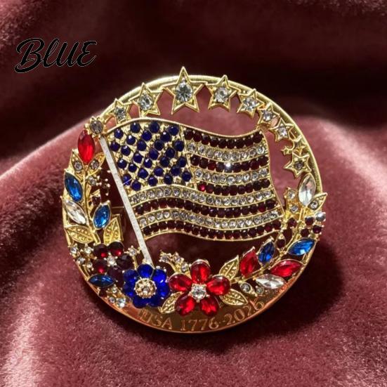 Patriotic Flower Brooch Pin American Flag Blooming Enamel Lapel Pin