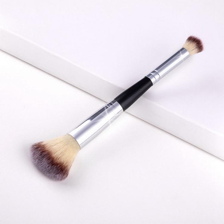 Dual-Ended Foundation and Concealer Brush - Multi-use Blush, Contour, and Nose Shadow Makeup Tool