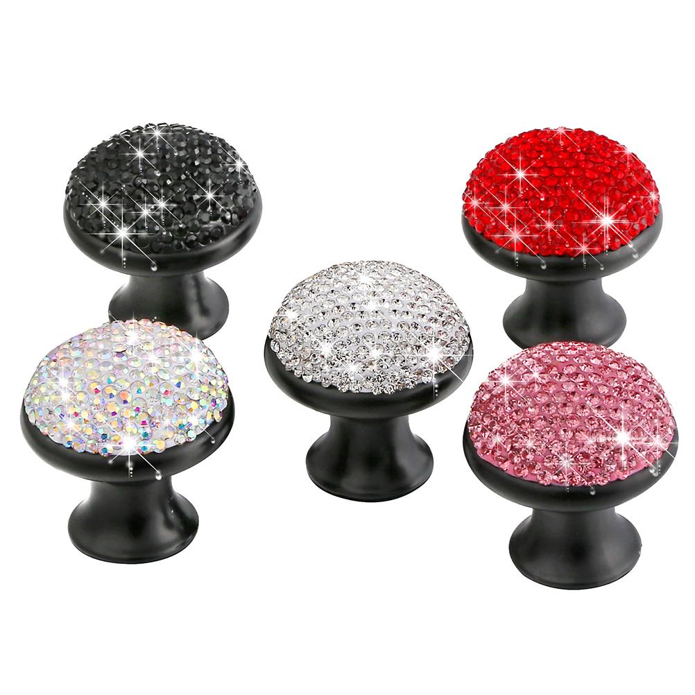 Aluminum Alloy Door Knobs Black Rhinestone Mushroom Shape Creative Pull Handle Cabinet Drawer Cupboard Shining Alloy Knobs