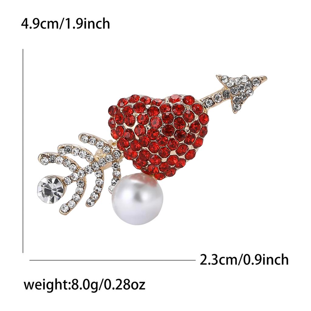 Valentine's Day Romantic Rhinestone Heart Brooches for Women Pearl Love Pins Banquet Party Backpack Gifts Jewelry Accessories