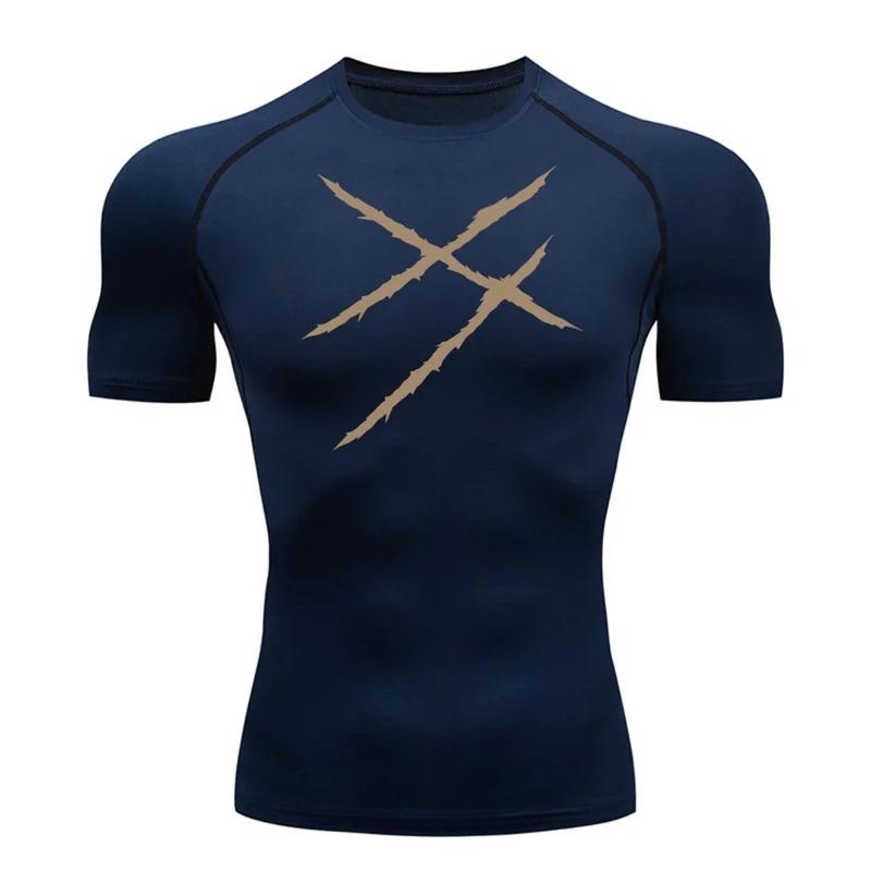 

Stylish Graphic Athletic Quick Dry Jogging Compression Shirt for Men Gym Workout Running T-shirts Tops Undershirt Baselayers Activewear XXXL темно-синього кольору