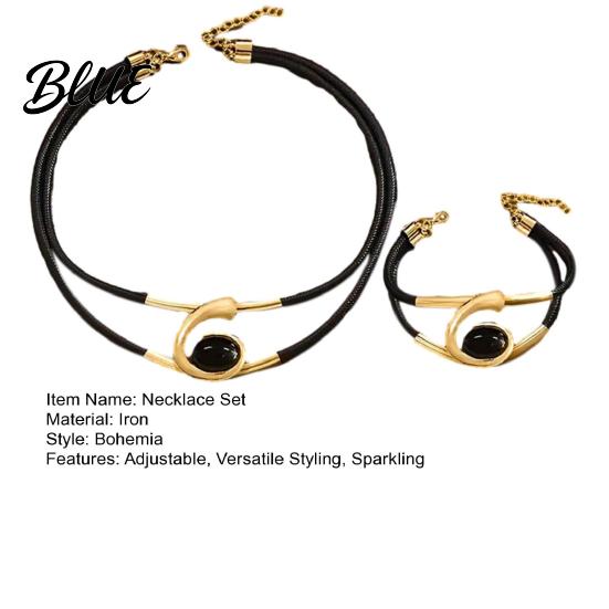 Jewelry Collection 2Pcs/Set Necklace Bracelet Set Sparkling Rhinestones Inlaid Women