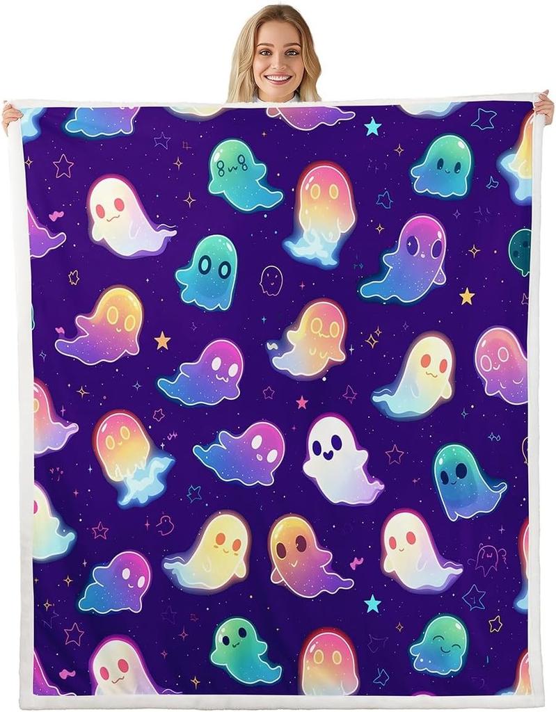 Merry Christmas Fleece Blanket for Kids Boys Girls Xmas Gnome Santa Claus Sherpa Blanket, Happy New Year Blanket Festival Themed