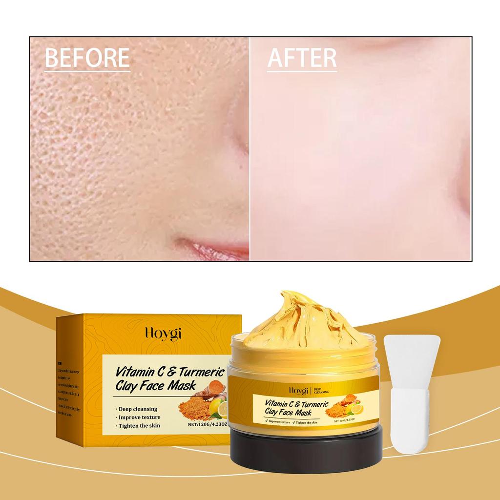Hoygi Exfoliating Facial Mask Turmeric Exfoliating Facial Mask Improve Pore Deep Cleaning Facial Mask Apply