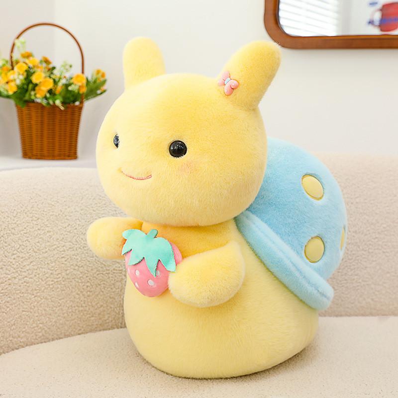 Cute Snail Strawberry Plush Toy Stuffed Animal Cartoon Bear Pp Cotton Long Plush Pink Blue Kids Pillow Birthday Gift 22cm
