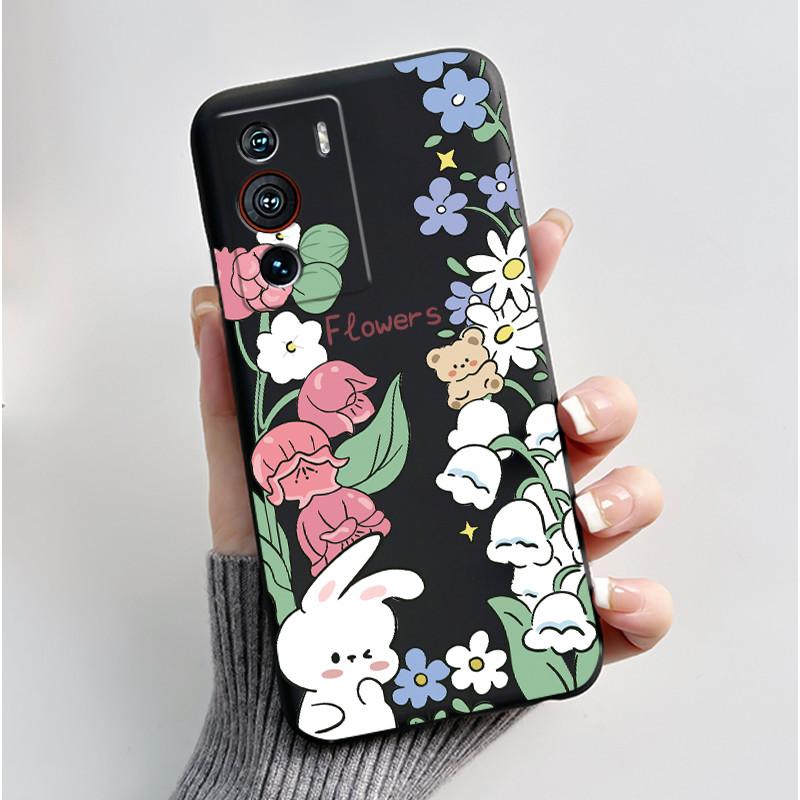 Hülle Für ZTE Nubia Z40 Pro NX701J Niedliches Herz Hase Schwarz Weiches TPU Silikon Stoßfeste Rückabdeckung Für Nubia Z40Pro 5G Handyhülle