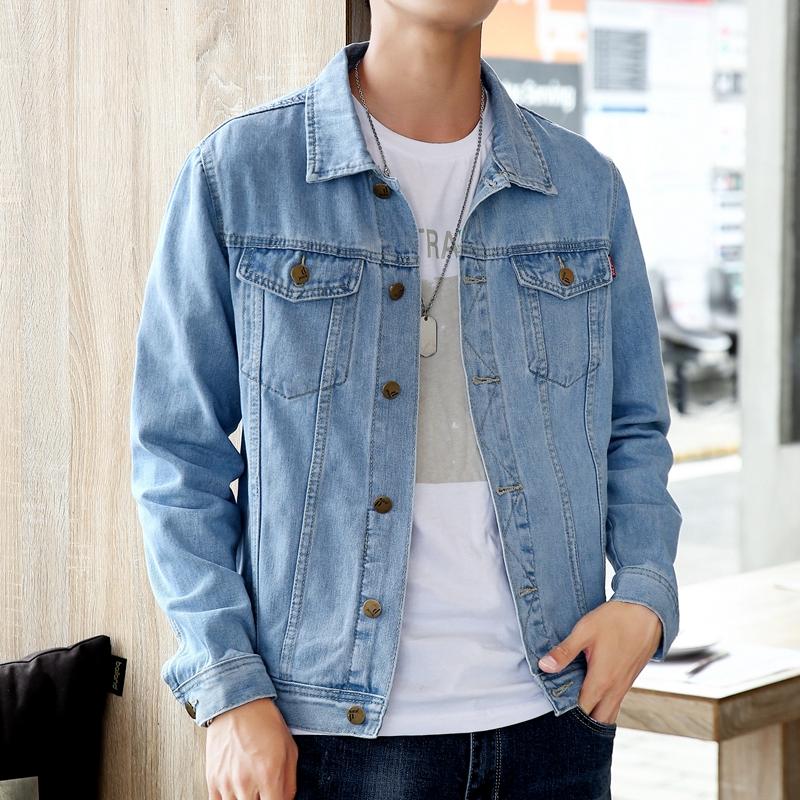 Men Blue Classic Denim Jackets Solid Jean Coats Male Cotton Denim Coats Spring Autumn Outwear Casual Cowboy Jackets