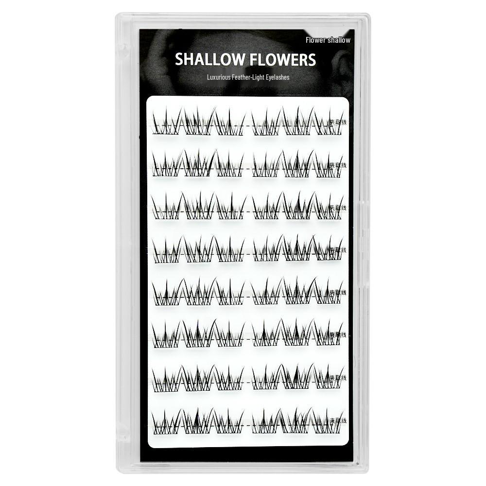 

Pure & Desirable Little Lily Natural Beginner False Eyelashes - Segmented Comic Style, Black Stem, Large Capacity (8 Rows)
