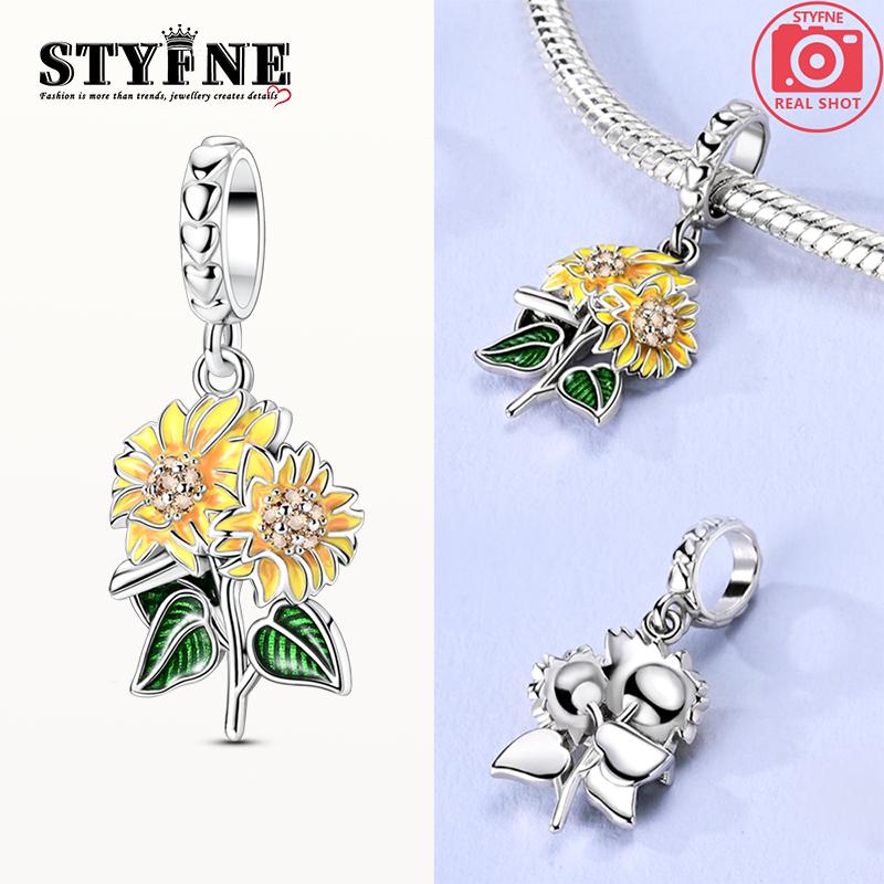 Summer Sunflower Pendantscopper Platedoriginal Beads Fit Originalcharms Bracelet Beads Jewelry Diy Gifts For Women