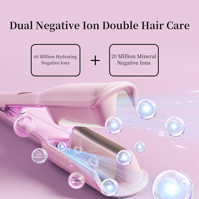 32mm Deep V Wave Hair Curler with 80M Negative Ions, 10-Minute Styling for Long Lasting Beach Waves, Anti-scald Ceramic Waver