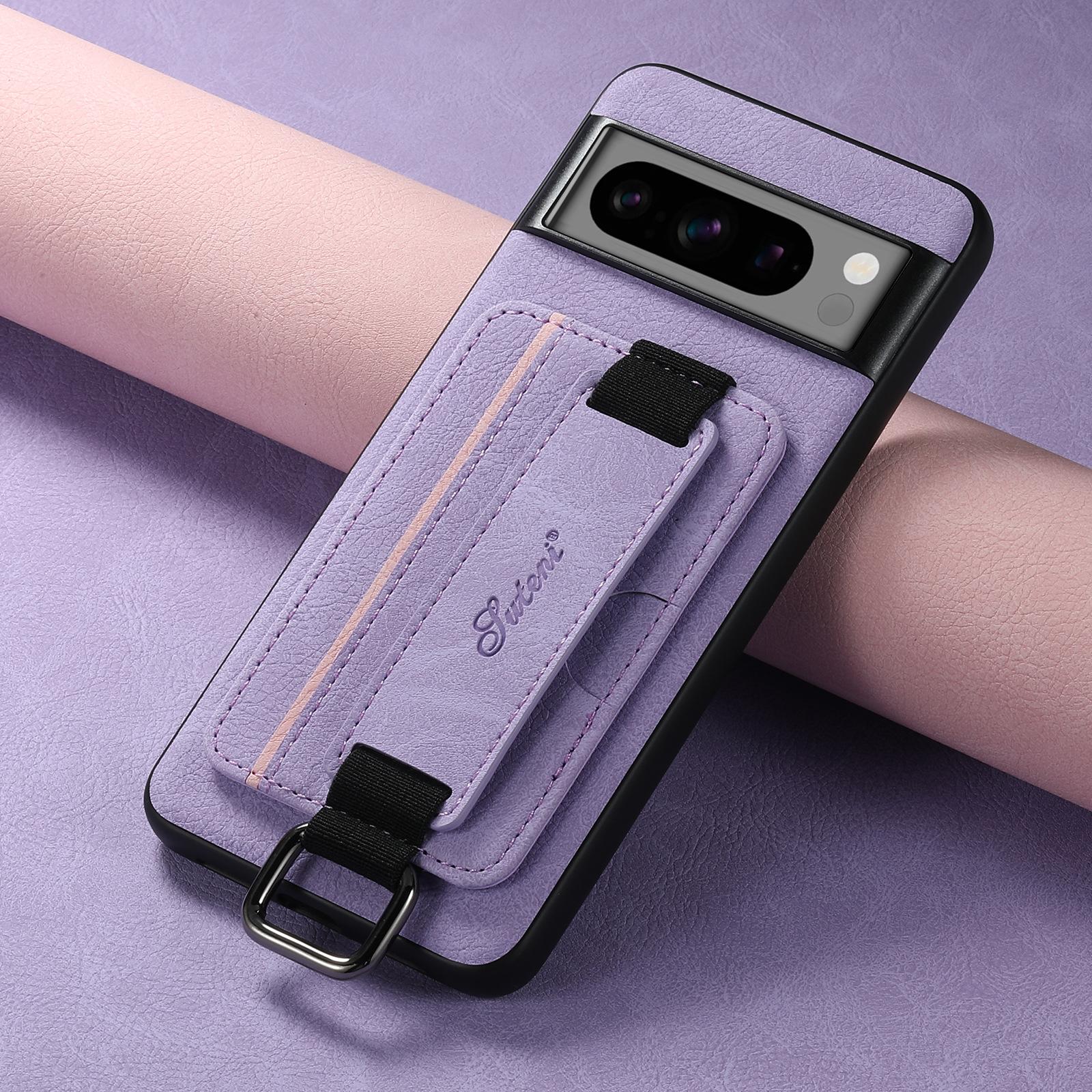 

Lychee Grain Leather Phone Case for Google Pixel 10 Pro XL Pixel9 8 7 6 8A 7A 6A Wrist Strap Ring Card Slot Wallet Holder Cover Google Pixel 6 фіолетовий