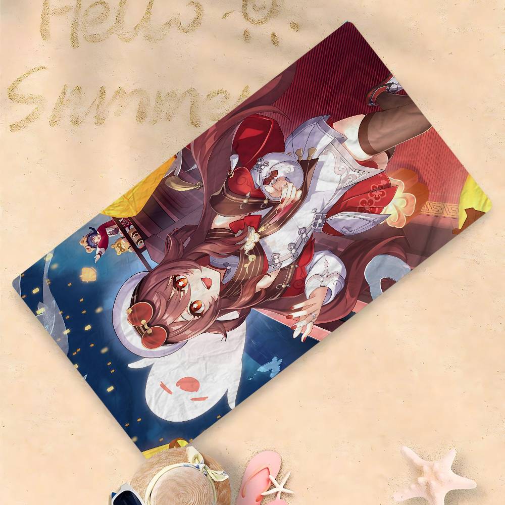 

Hu Tao Genshin Impact Cartoon Beach Towel Cute Kawaii Room Decor Bath Girls Children Hand Towels For Bathroom Shower W40*H60(CM)