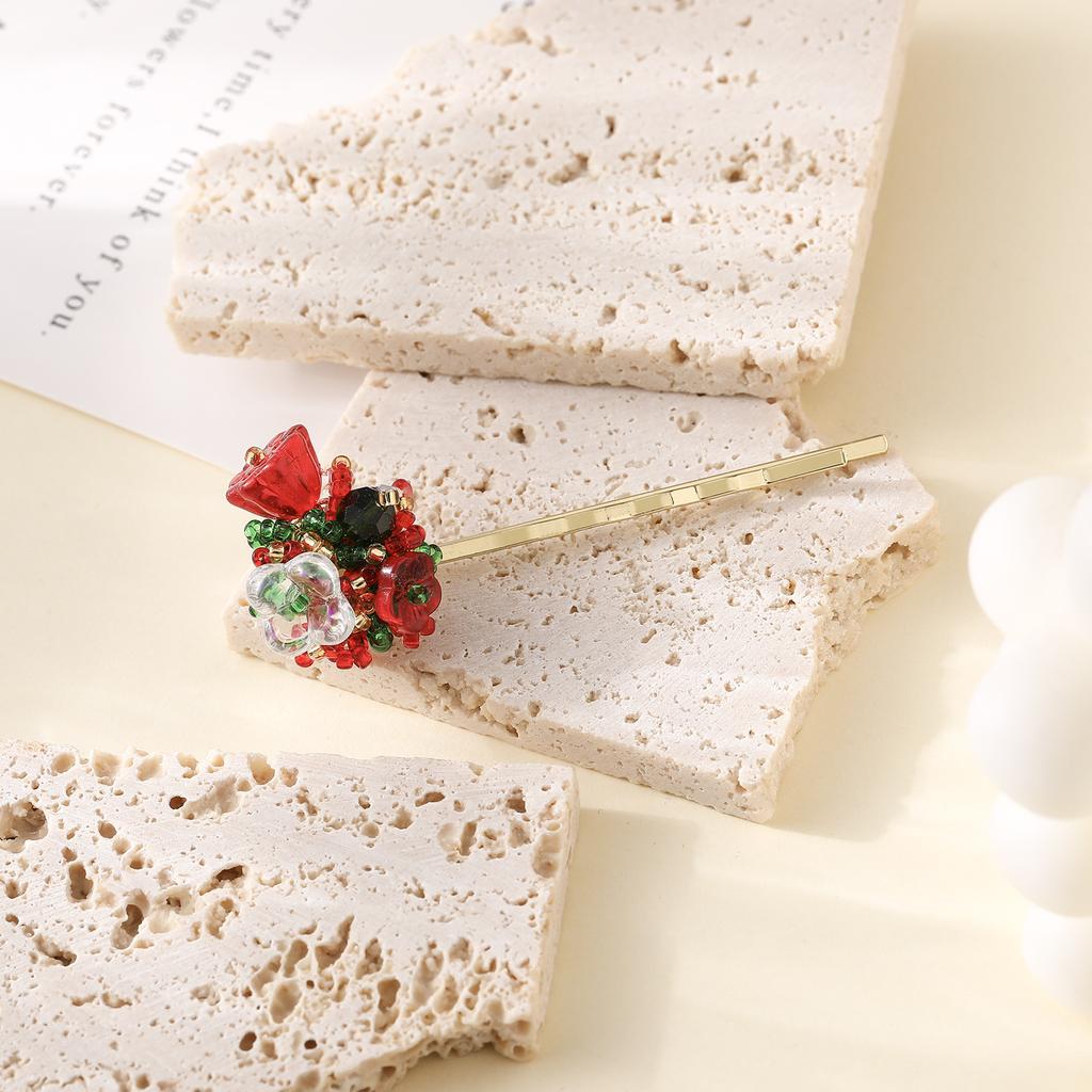 Crystal Hydrangea Flower Hairpin High Sense Fresh And Sweet One-Word Clip Women'S Fashion Hair Accessories