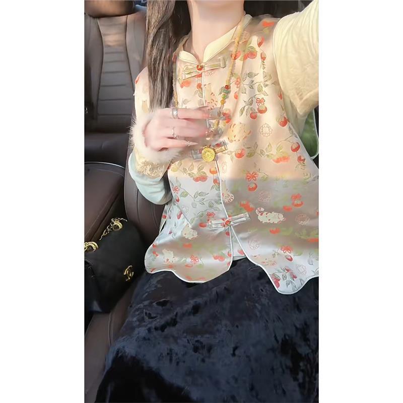 

Винтажный жаккардовый жилет на начало весны 2025 года, модный топ с темпераментом для мамы M [Recommended below 50kg]