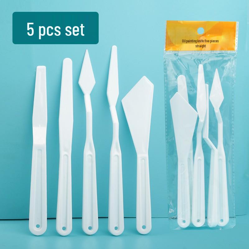 Stainless Steel Pigment Palette Knife Set for Oil Painting - Flat & Pointed Heads, Wooden Handles
