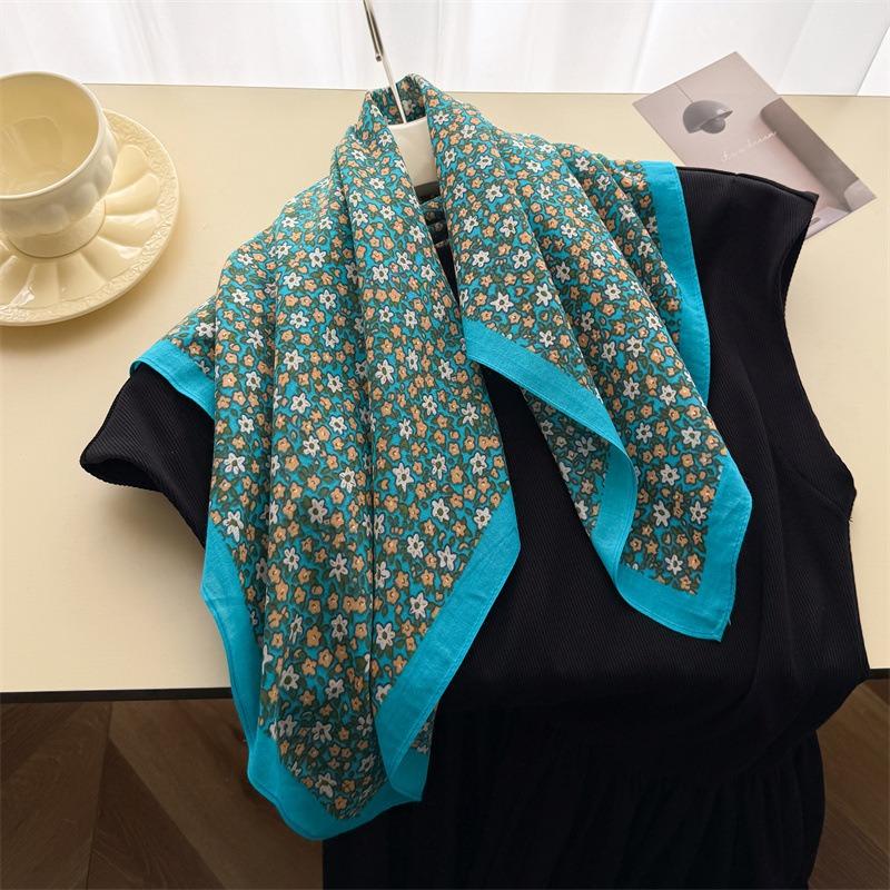 Women S Floral Printed Small Square Scarf For Travel Photo Sun Protection Decoration