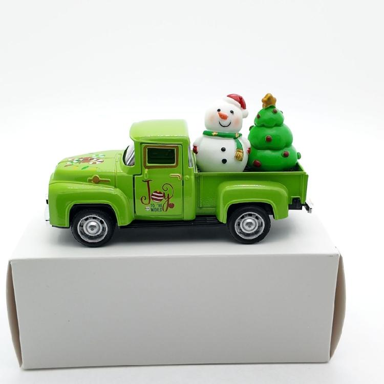Pull Back Function Green Christmas Vehicle Alloys Crafted Desktop Model For Indoor Seasonal Styling