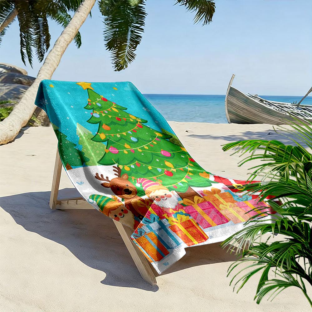Festive holiday wonderland Print beach towel, quick drying, suitable for travel, outdoor sports, jogging, the beach and swimming, gift