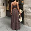 Women Striped Print Spaghetti Strap Maxi Dress Casual Summer Sleeveless Backless Vacation Dresses