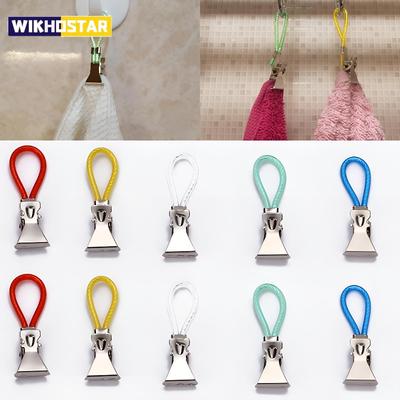 5PCS/Set Fashionable Loops Hooks Hand Towel Hangers Clothes Pegs Clip On Household Towel Hanging Clips Kitchen