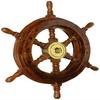 Wood and Brass Decorative Ship Wheel 24" - Nautical Home Decor