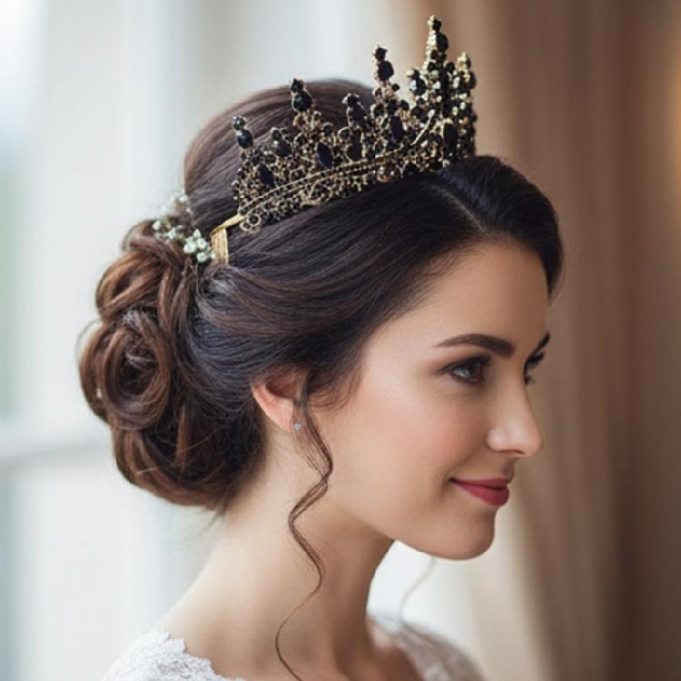 Luxurious Wedding Crowns Hairband with Rhinestones Decors Comfortable Styling Crownpiece For Bride And Reception Event
