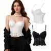 Weißes Netz-Spitzen-Struktur-Träger-Formgebendes Bustier Korsett Top