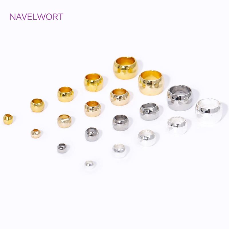 18K Vergoldete 1,5/2/2,5/3/4mm Quetschperlen Messing Kugel Quetsch-Endkappen Für Schmuckherstellung Zubehör DIY Armbänder Zubehör