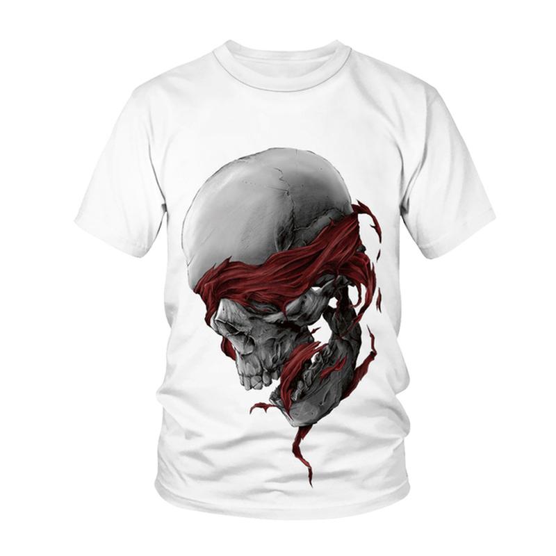 Neue männer Casual T-shirt Schädel Rock Straße Band 3D Druck Hip Hop Klassische Vintage Oansatz Lose Top Kurzarm